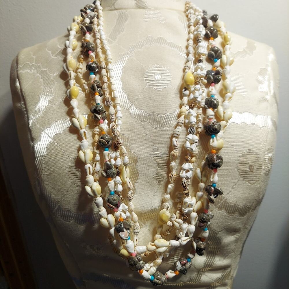 Vintage All Natural Sea Shell Necklace Set of 5 Gorgeous Boho Beach Necklaces #8